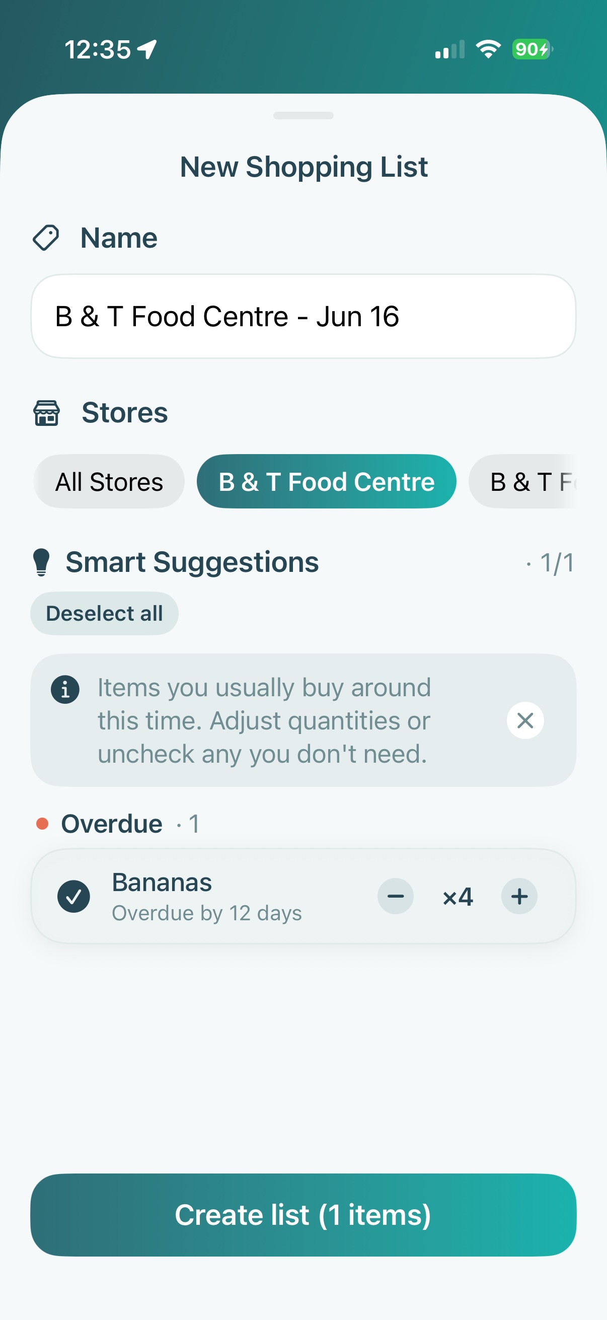 Smart List Suggestions