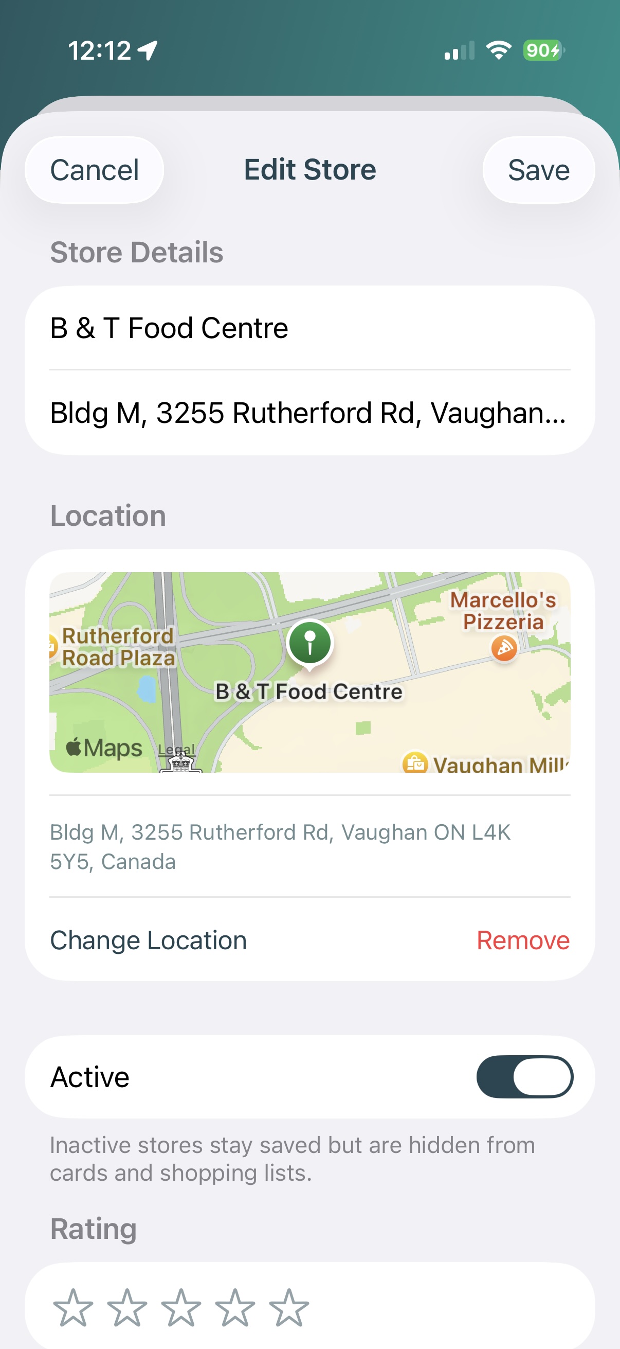 Stores on a map